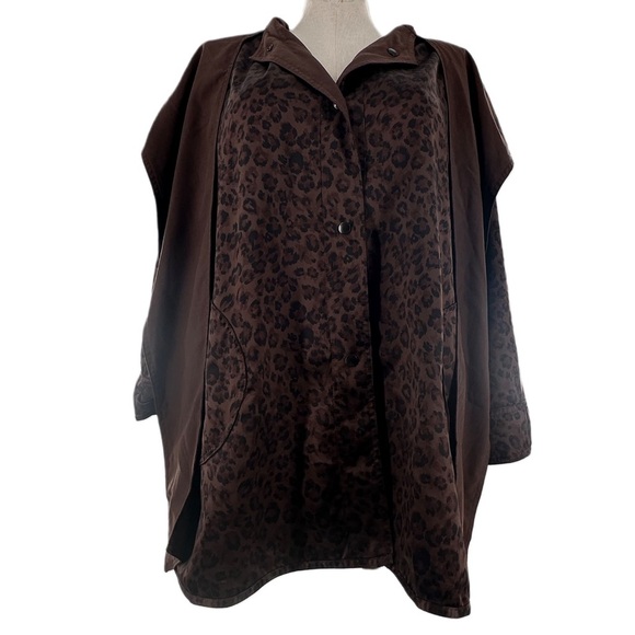 Sackables Reversible Leopard Print Raincoat M chocolate brown 80s 90s packable - Picture 16 of 16